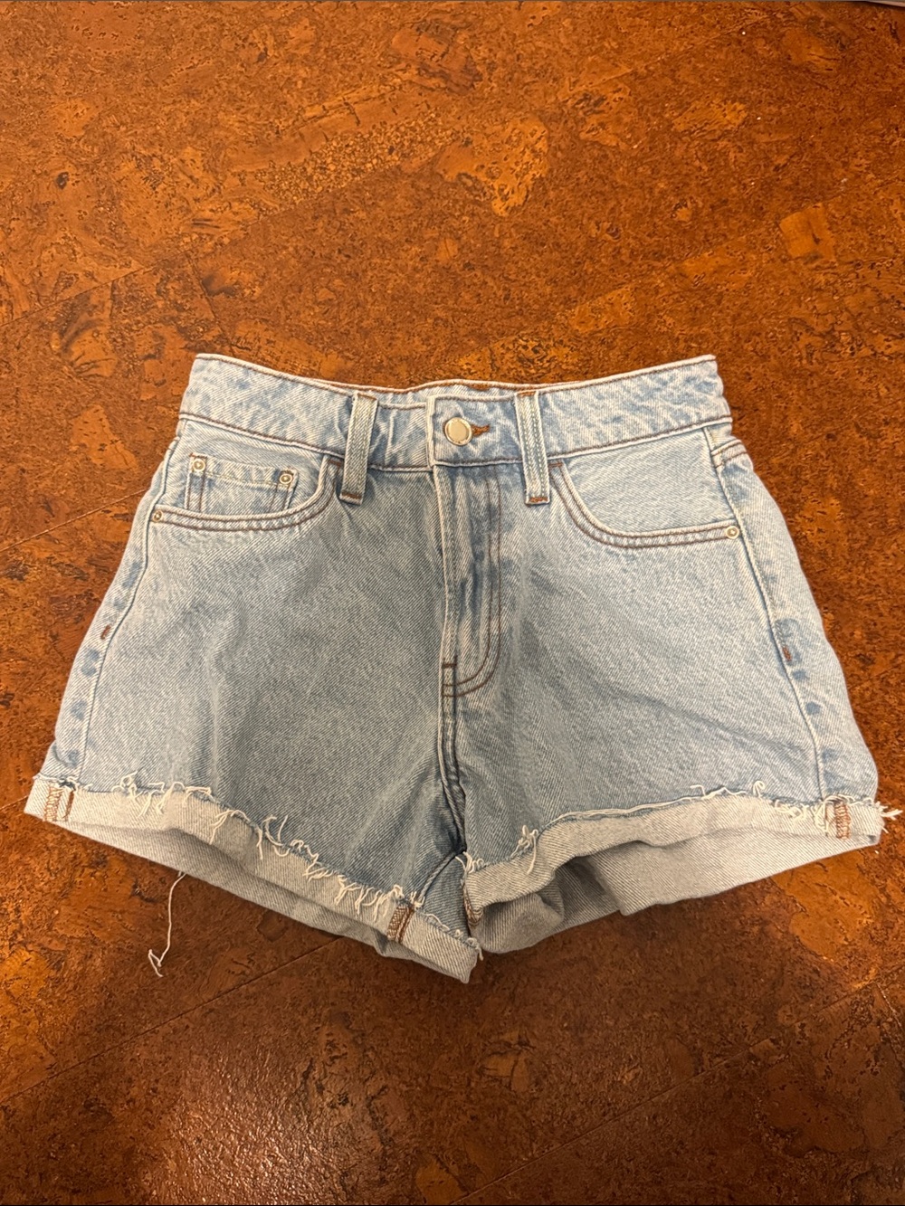 Zara Light Blue High-Waist Denim Shorts
